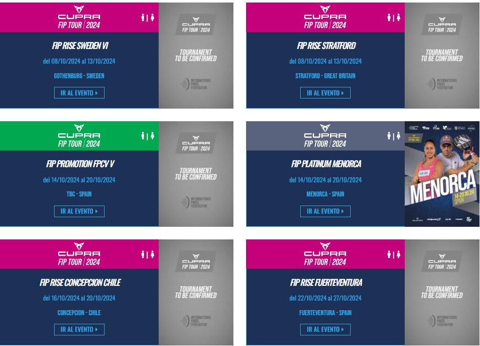 Calendario FIP Platinum Menorca 2024 anulación