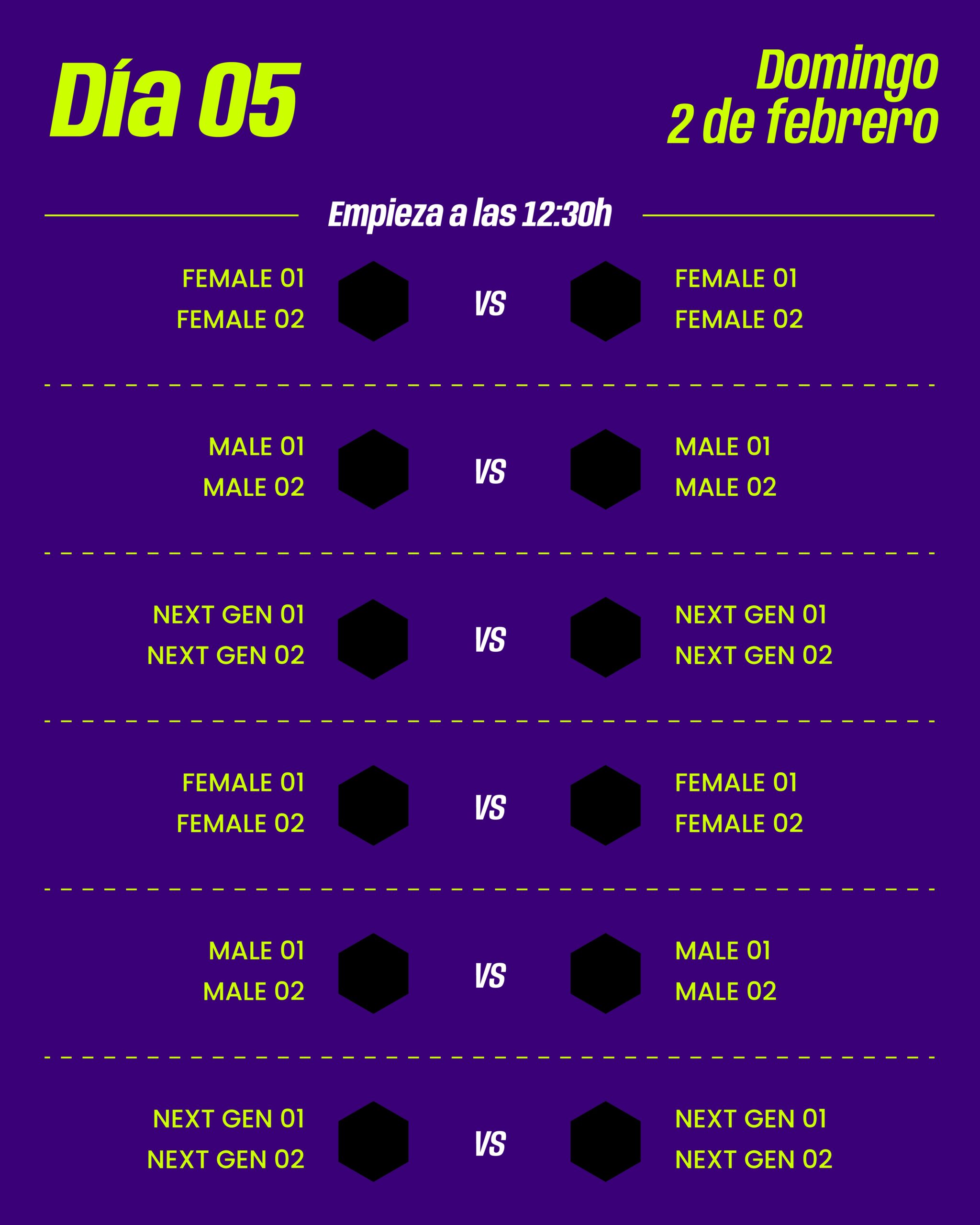 Día final calendario partidos Hexagon Cup 2025