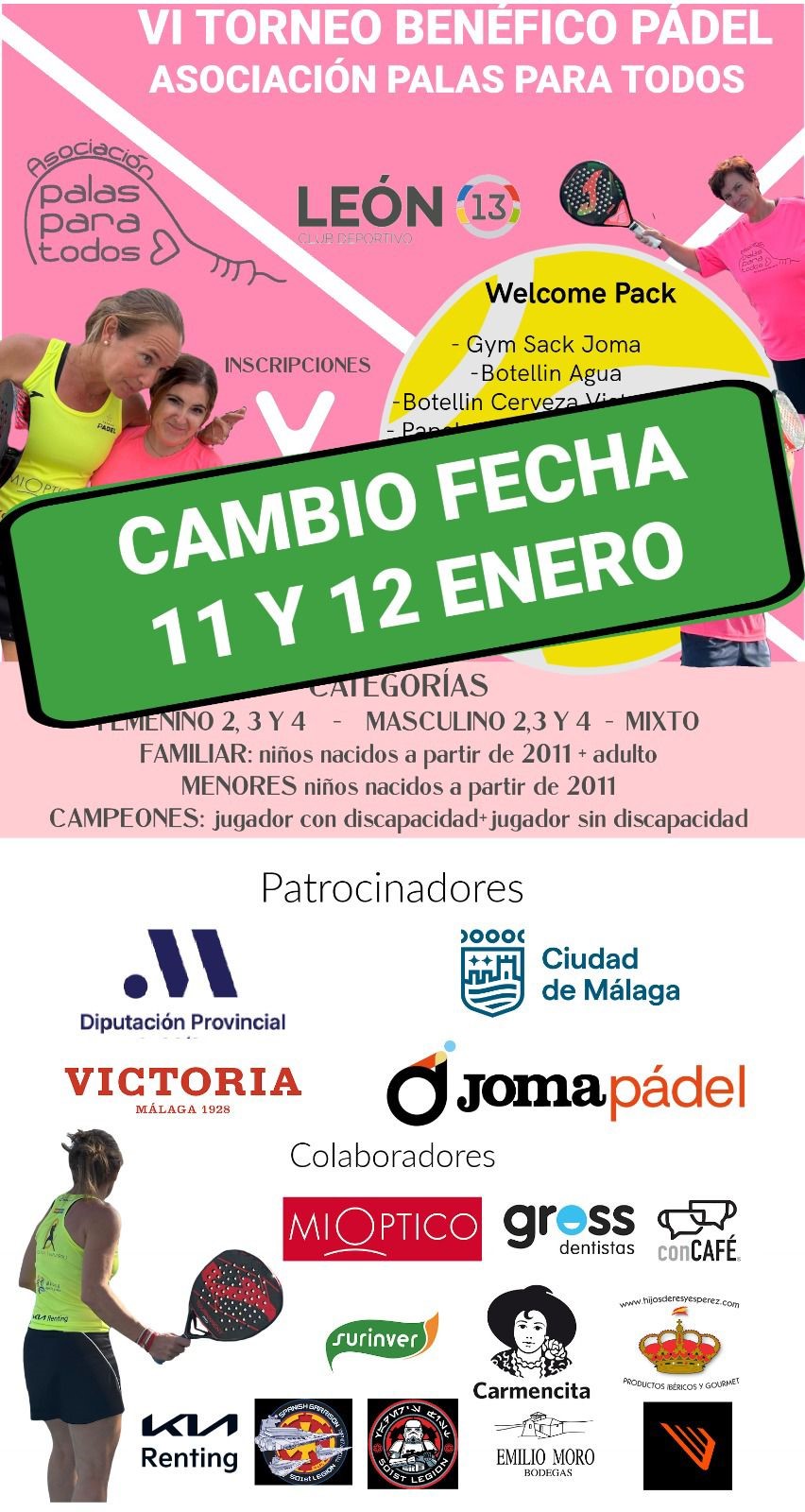 TOrneo benéifco palas para todos cambio de fecha