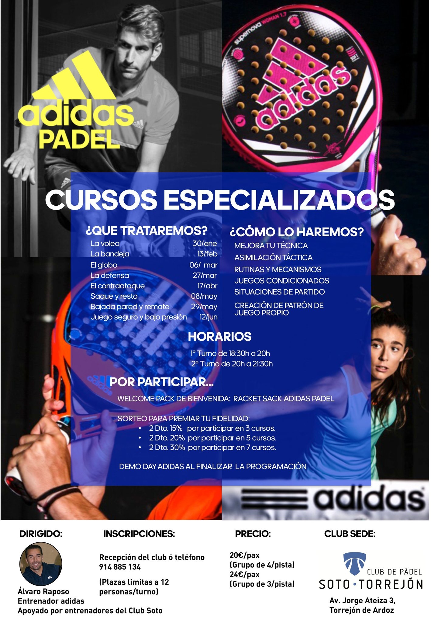 Cartel cursos Torrejón adidas padel