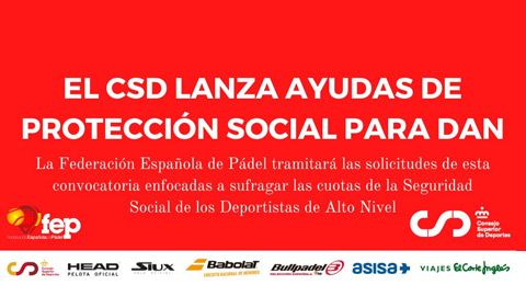 La Federación Española de Pádel tramitará las ayudas del CSD a los Deportistas de Alto Nivel