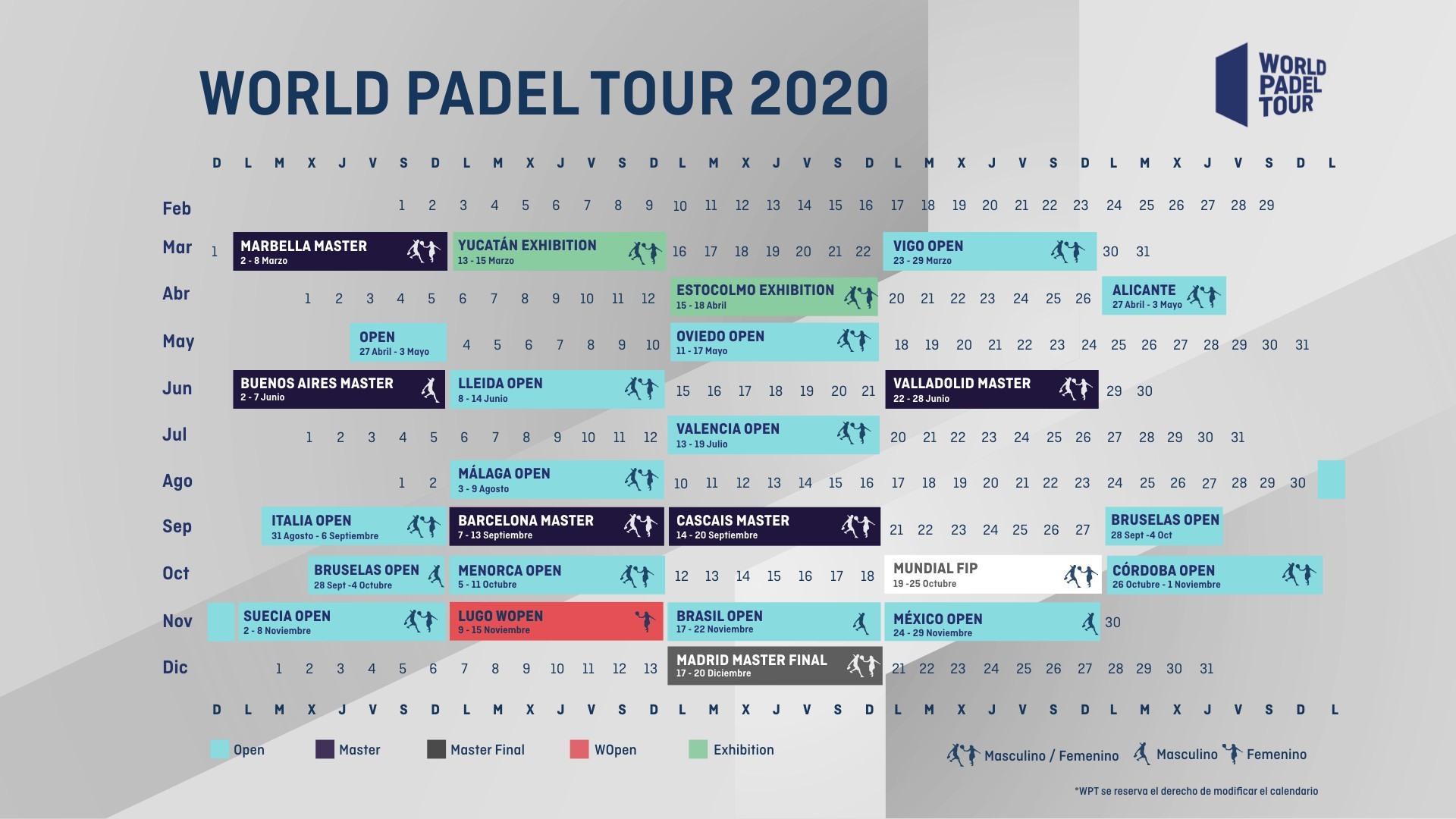 Calendario WPT 2020