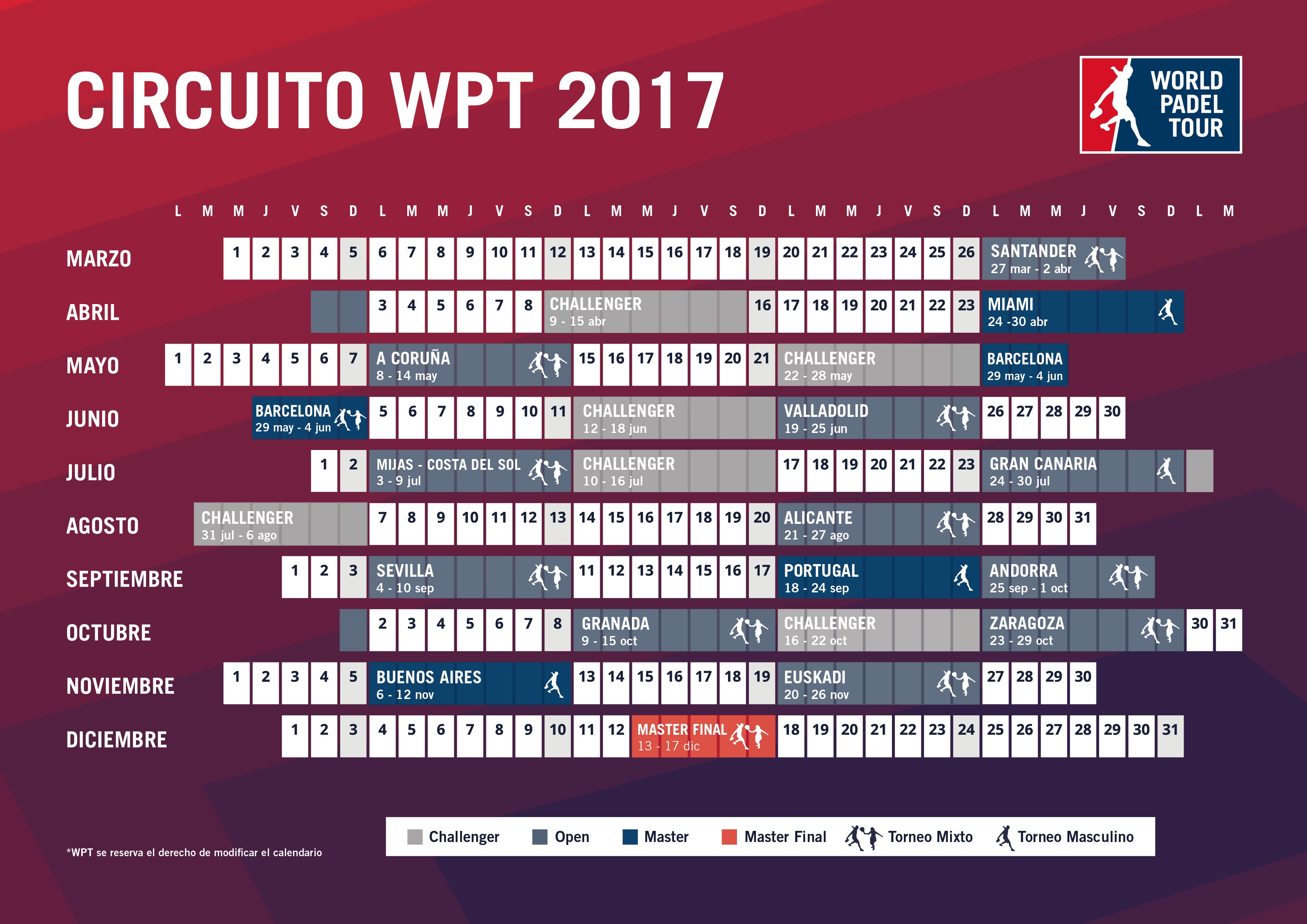 Calendario wpt 2017