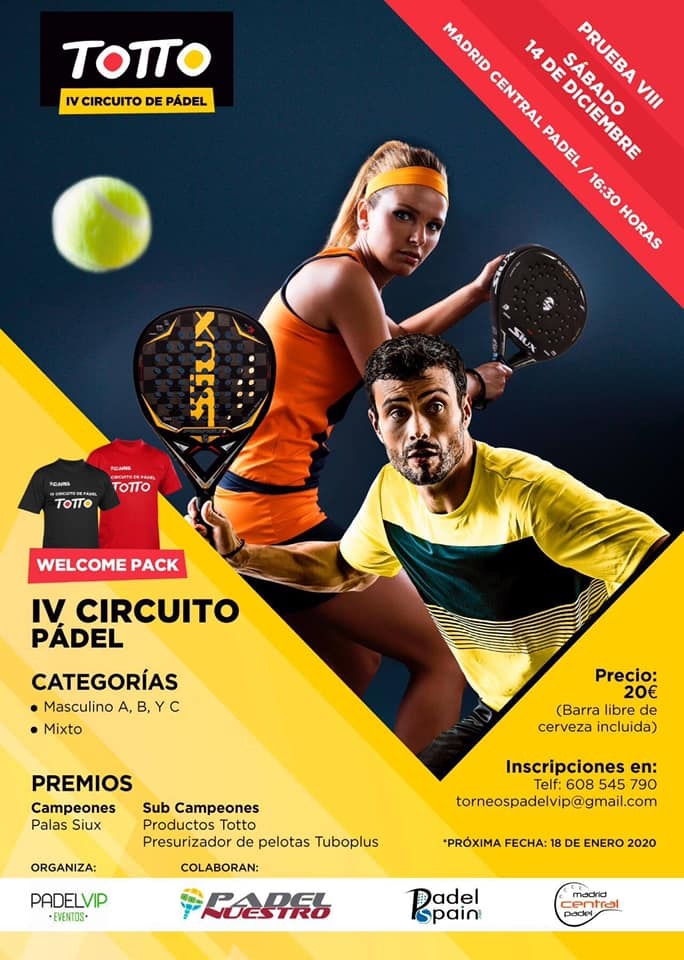 Cartel circuito Totto Madrid Central Padel