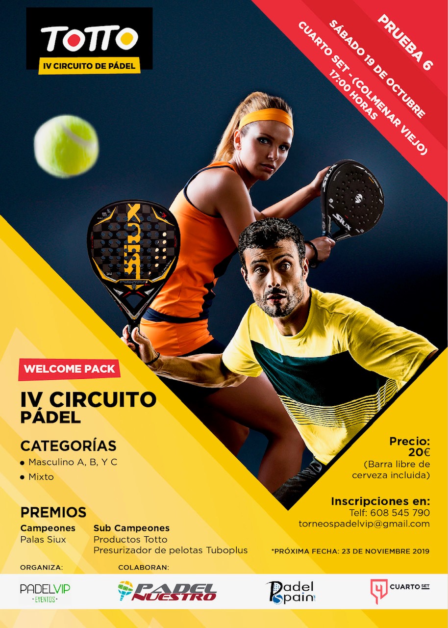 Cartel sexta prueba totto Padel VIP Cuarto Set