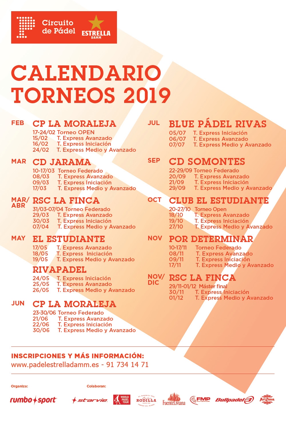 Circuito Pádel Estrella Damm Temporada 2019 calendario