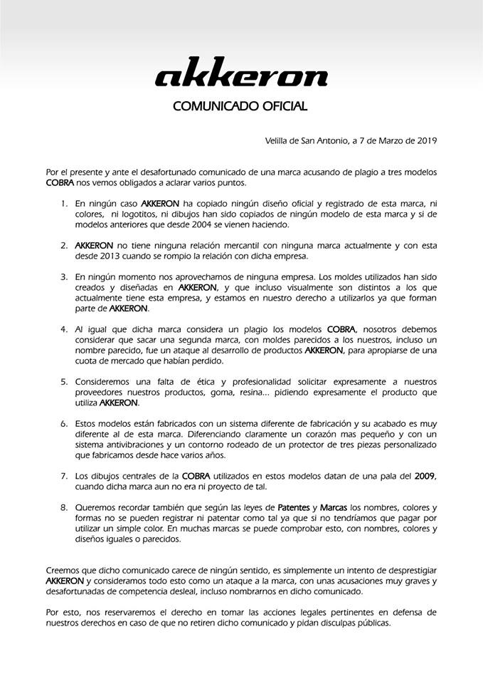 Akkeron comunicado oficial 