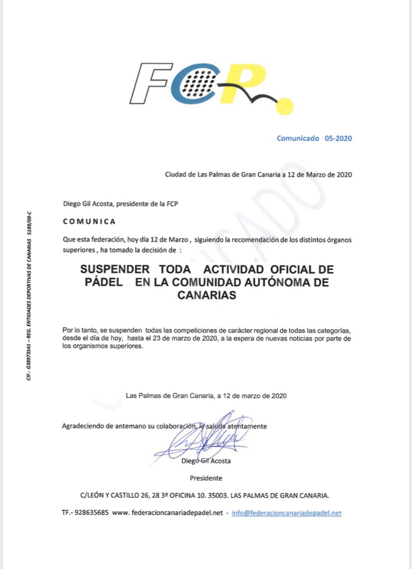 Comunicado Canarias coronavirus