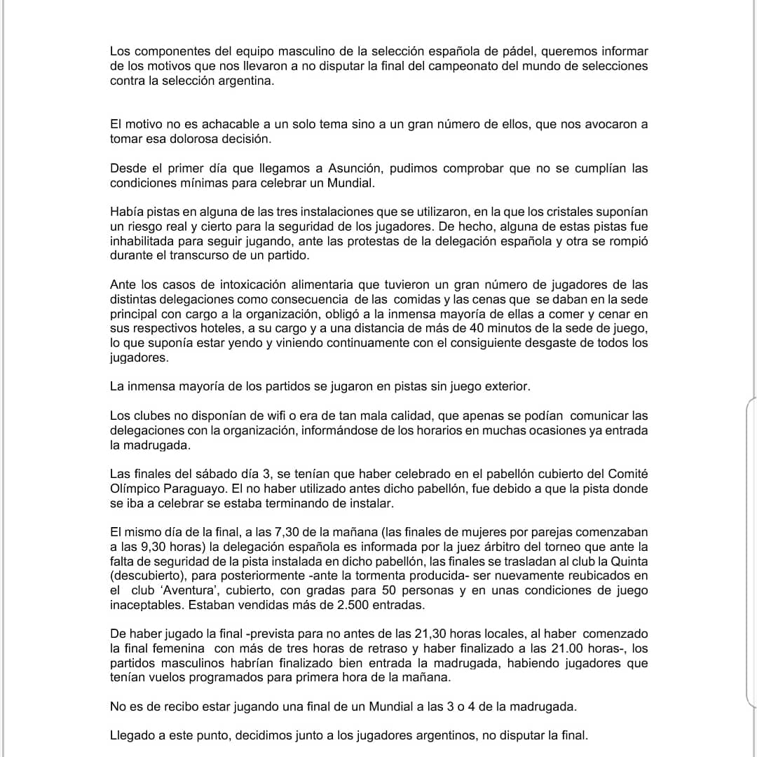 Comunicado FEP chicos Mundial Paraguay 2018 