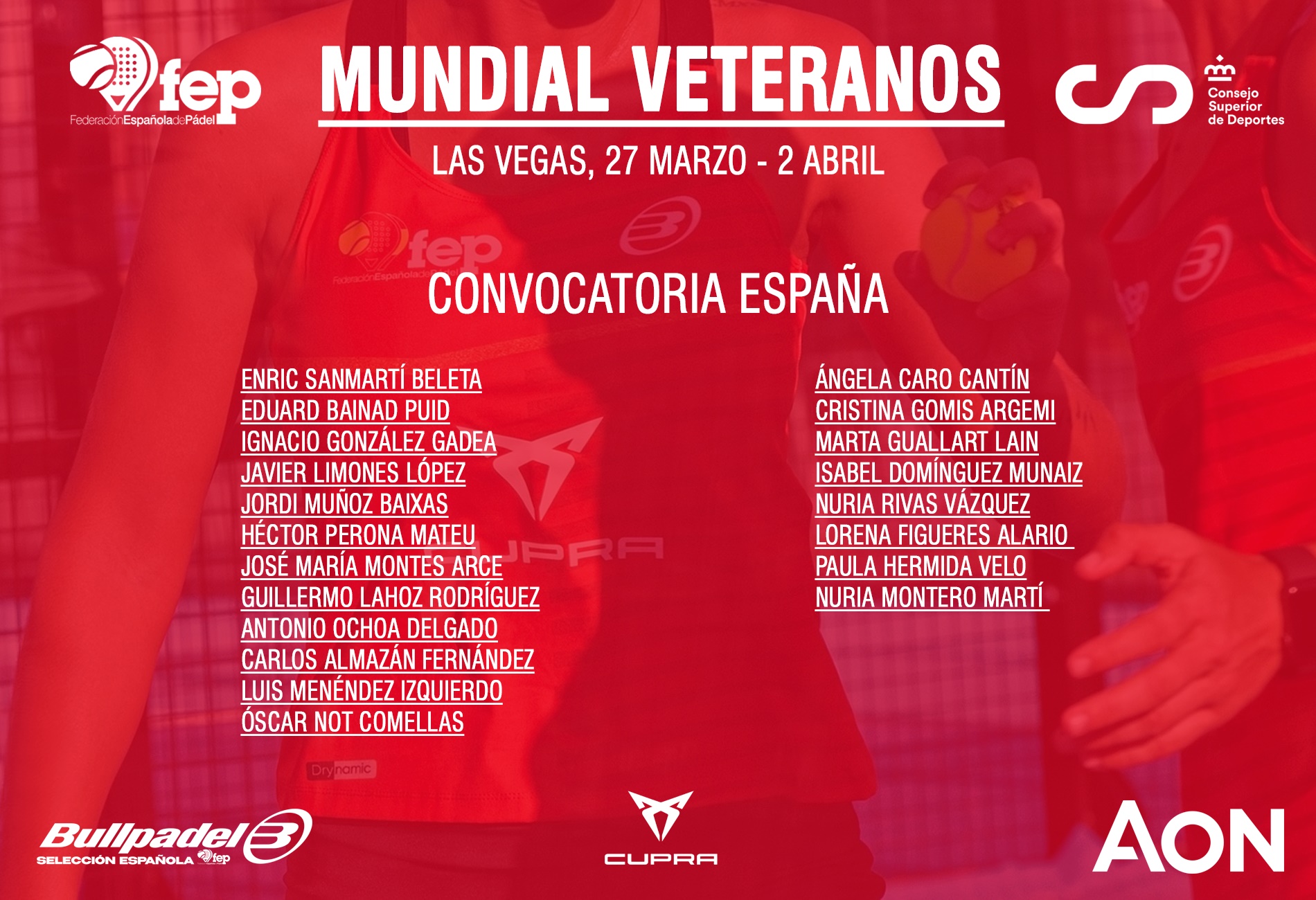 Equipos España Mundial Veteranos 2022