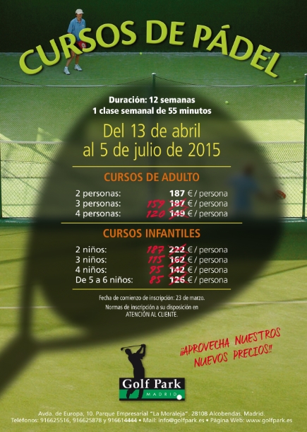 Cursos de pádel de Golf Park, aprende con los mejores