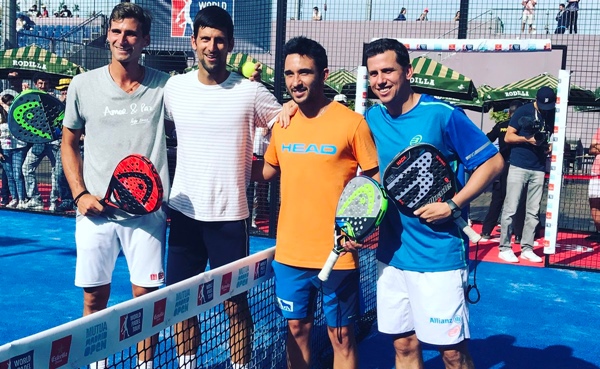 Pquito y Djokovick pista padel madrid