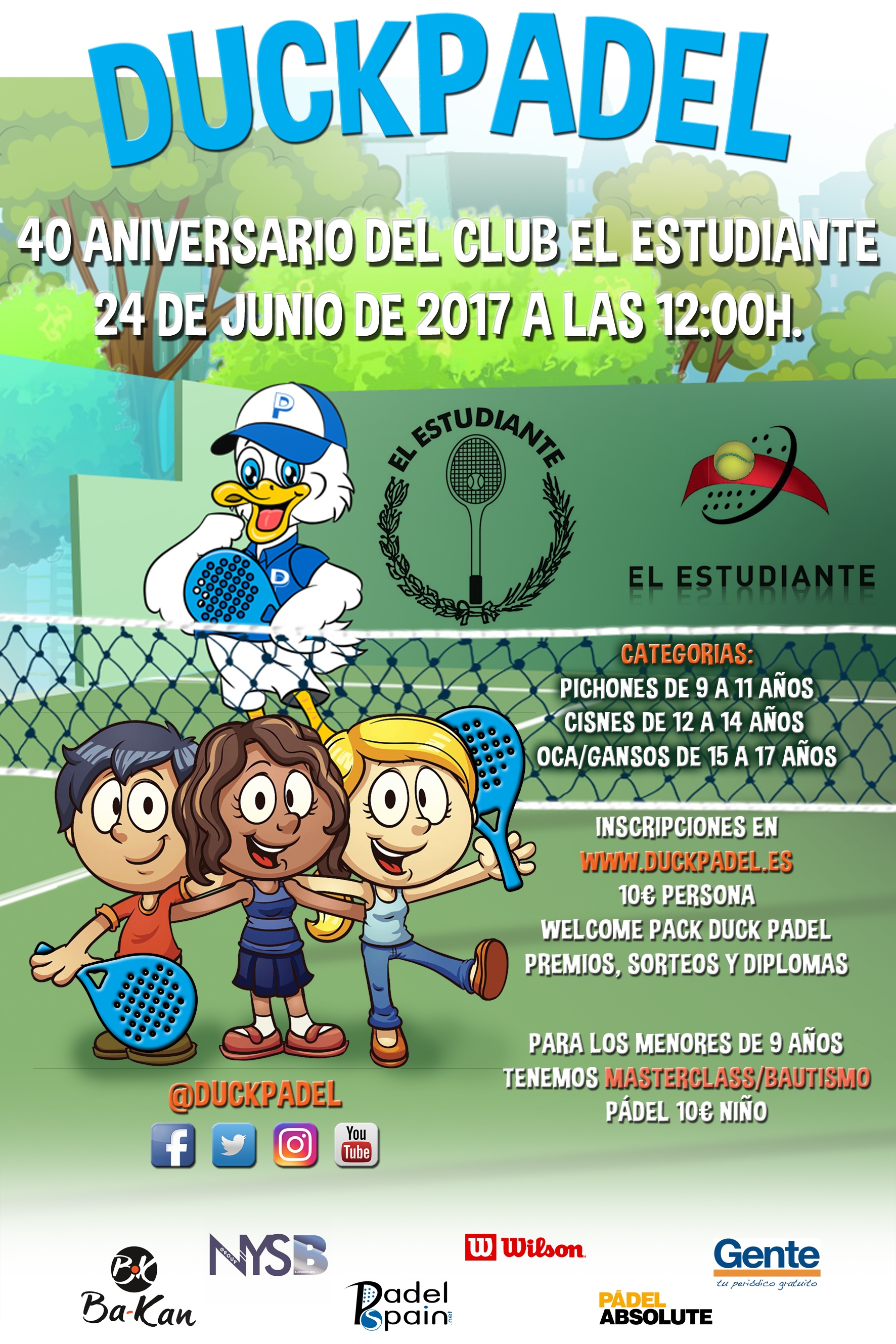 Cartel aniversario estudiante duck padel