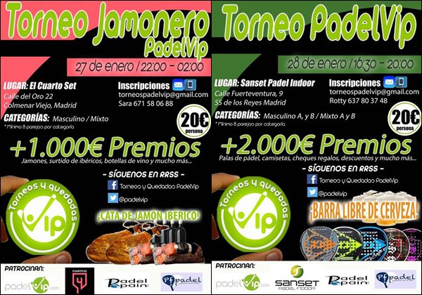 Doble sesión torneos padelvip