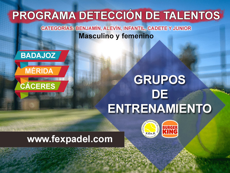 Programa talentos Federación Extremeña de Pádel