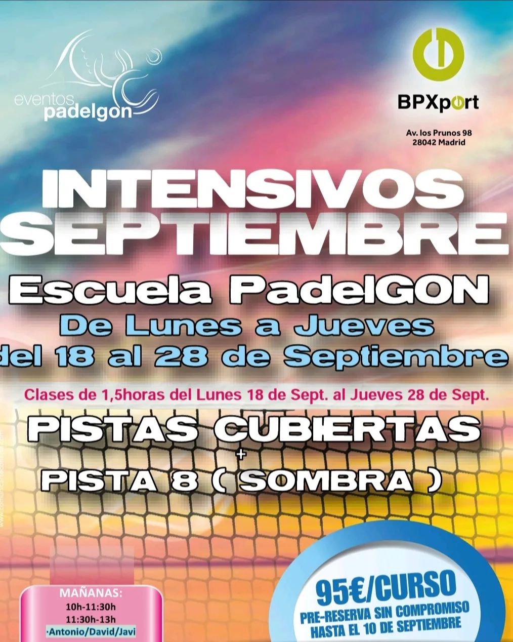 Curso intensivo Eventos Padelgon septiembre 2023