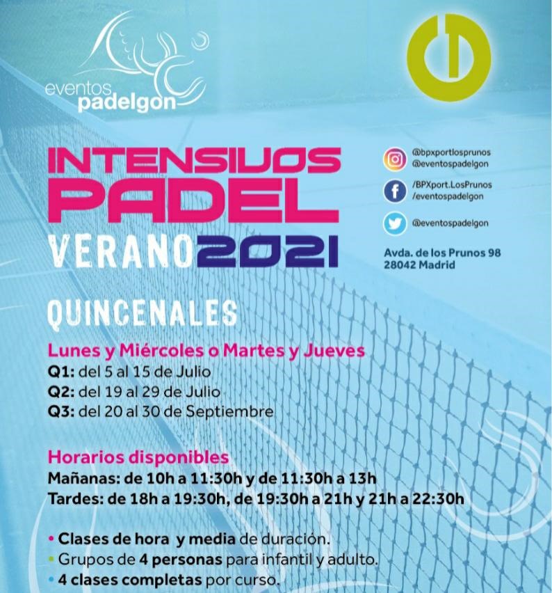 Clases intensivas julio Eventos PadelGon 2021