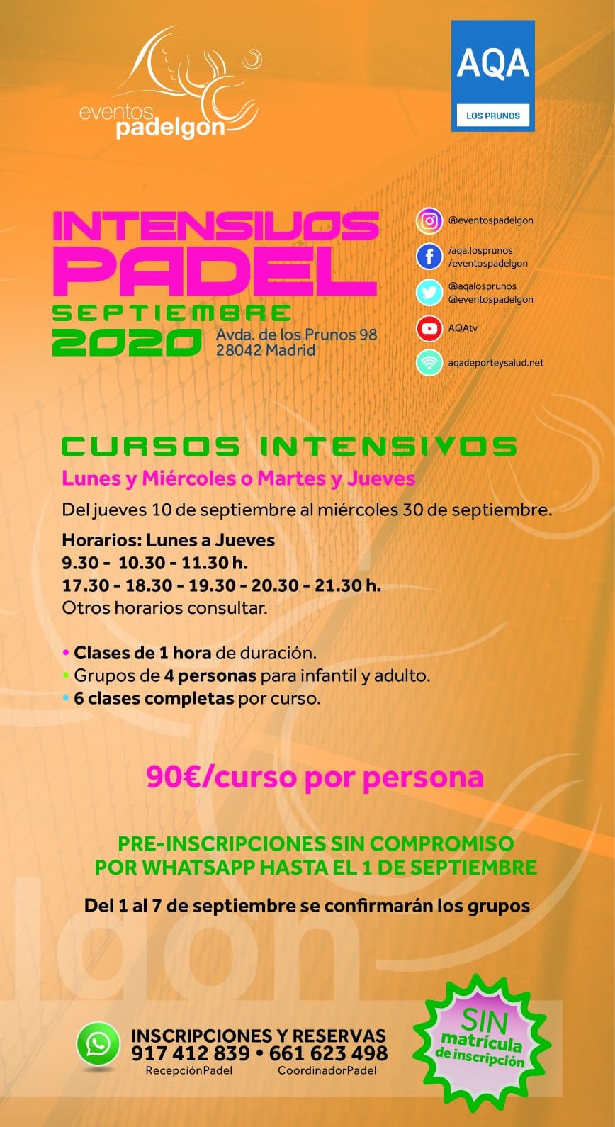 Curso intensivo PadelGon septiembre 2020