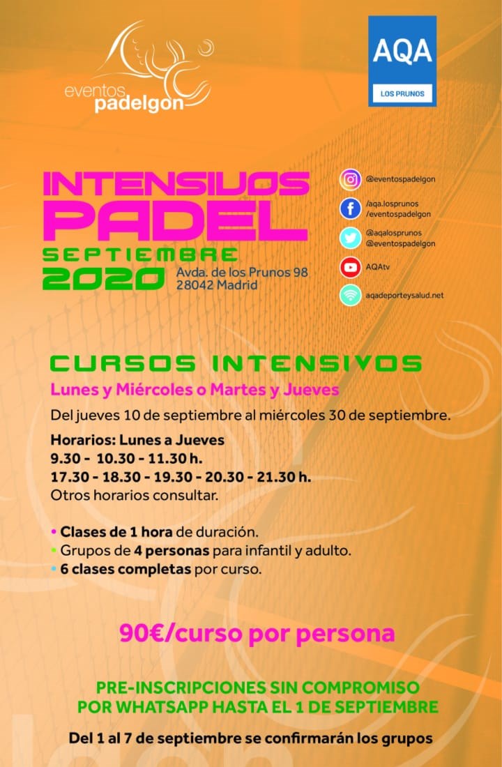 Curso intensivo Eventos PadelGon