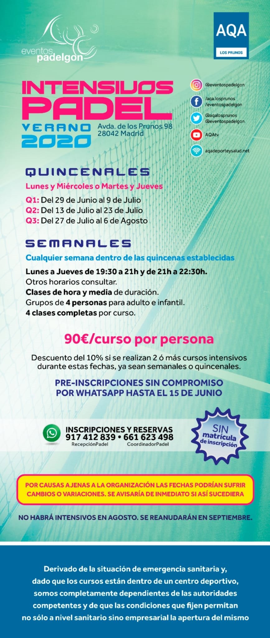 Cursos intensivos verano AQA Los Prunos