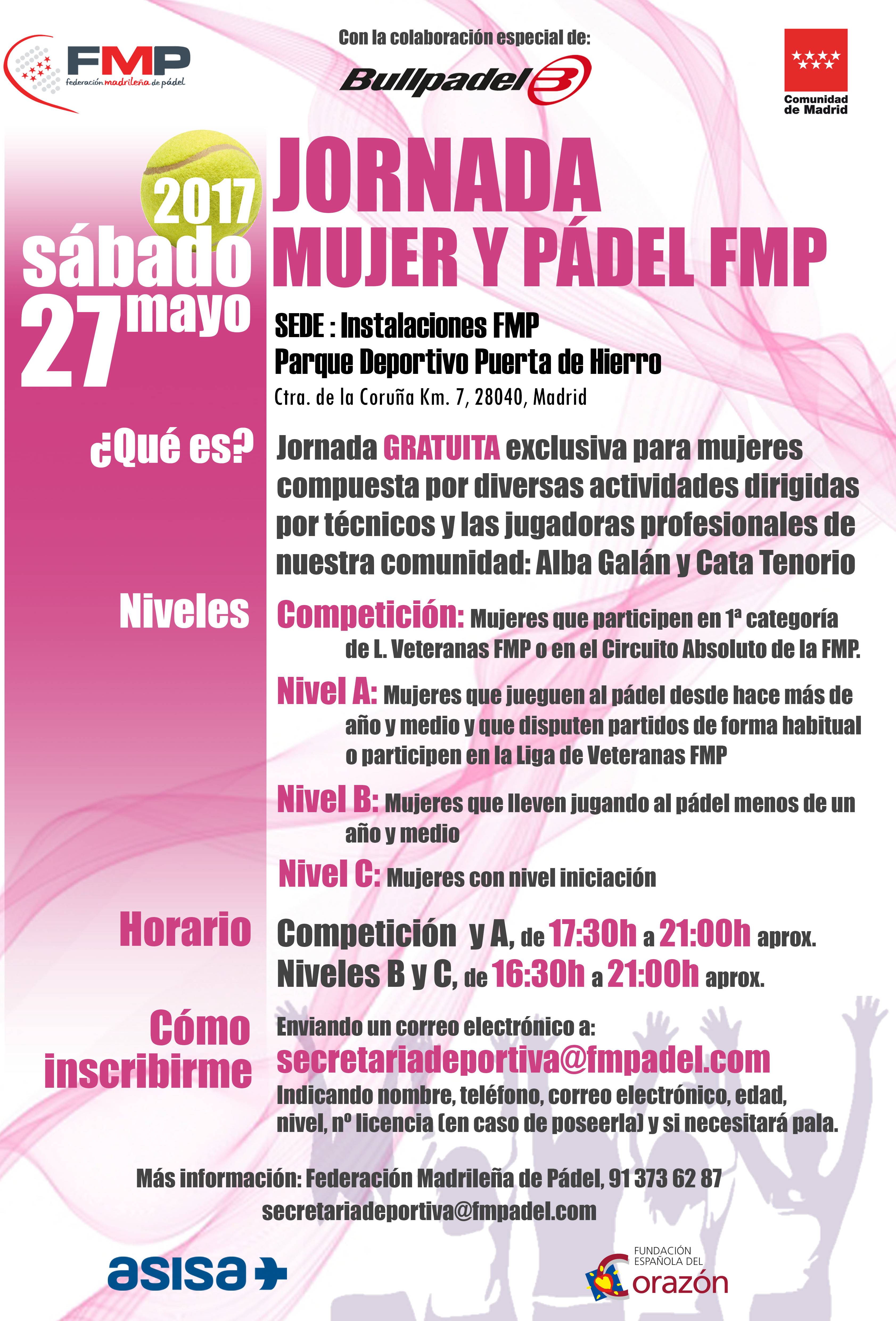 Cartel evento pádel y mujer FMP