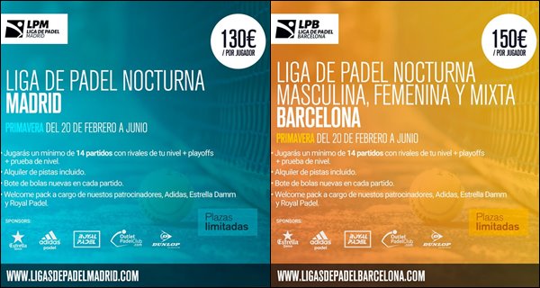 Carteles Liga Nocturna Pádel