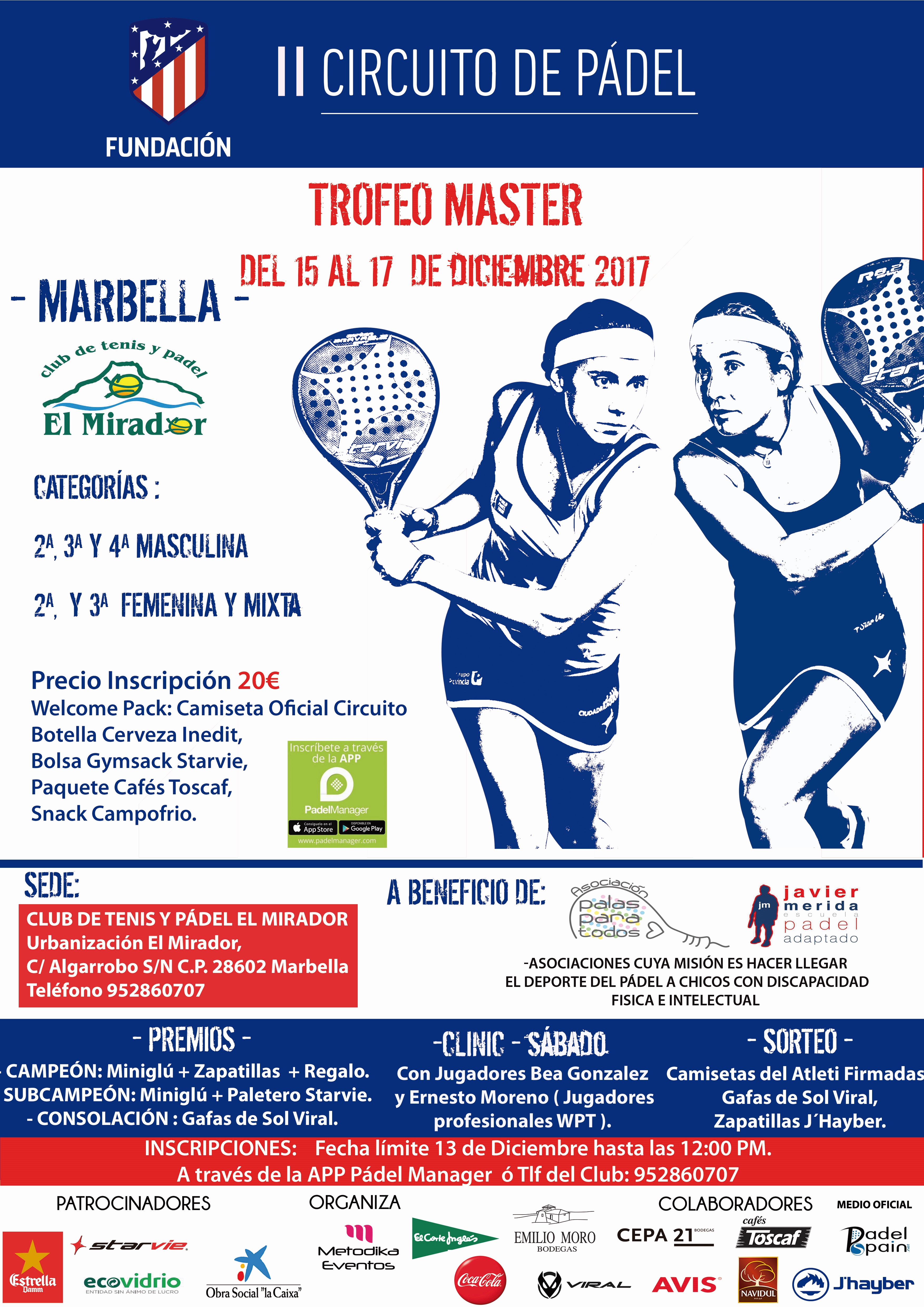 Cartel master final torneo atco madrid málaga diciembre 2017