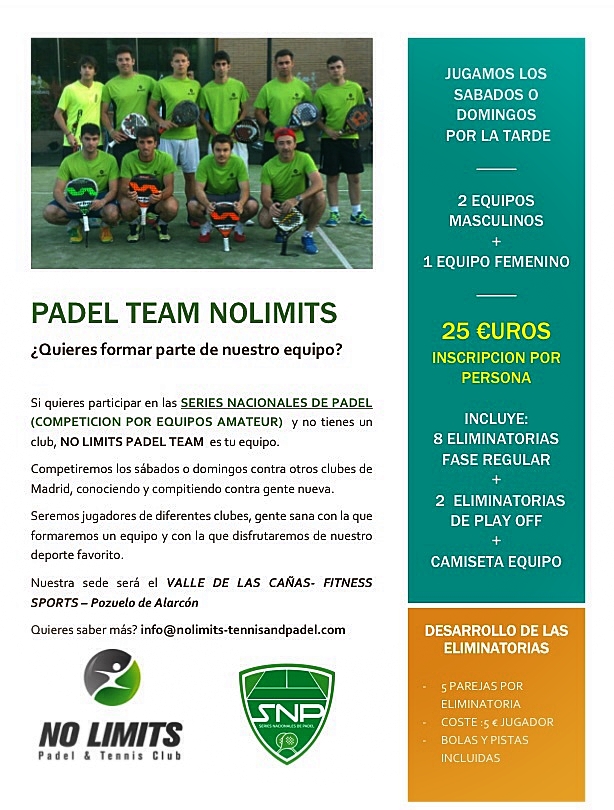 El Padel Team No Limits te anima a unirte a ellos