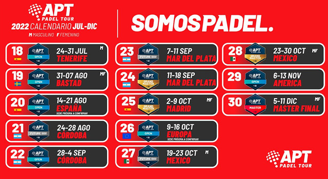 El APT Padel Tour modifica su calendario: así será la hoja de ruta hasta finales de año