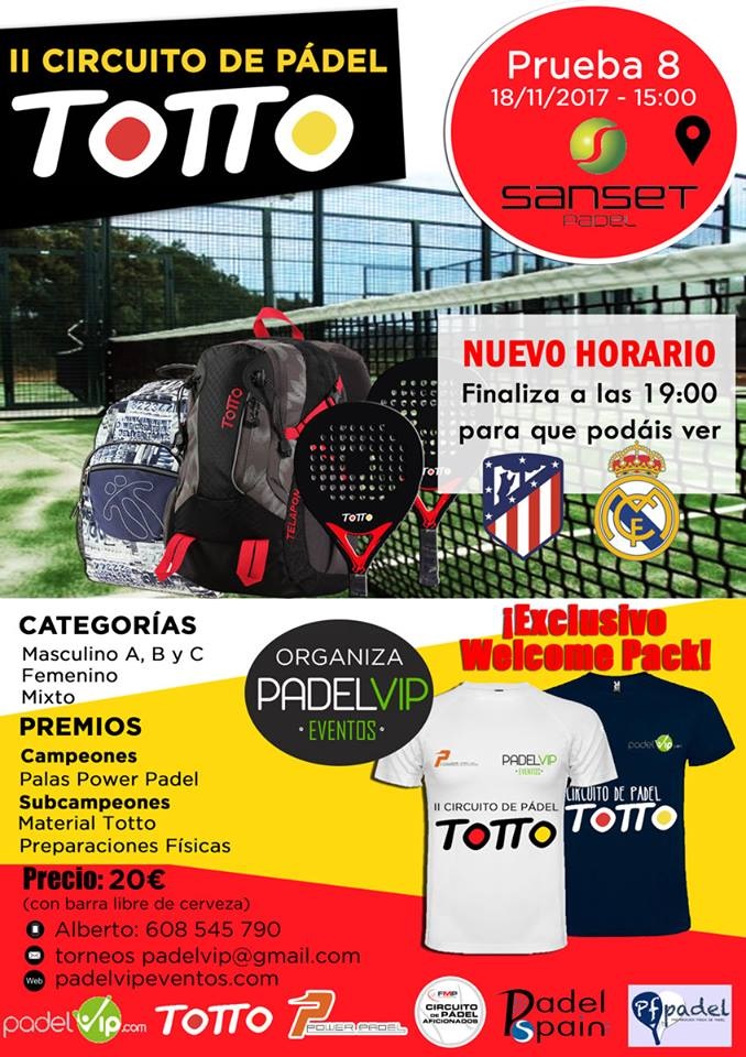 Torneo PadelVip Sanset padel noviembre 2017