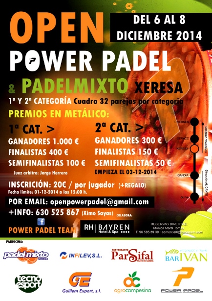 Únete al I Open Power Padel y Padelmixto Xeresa