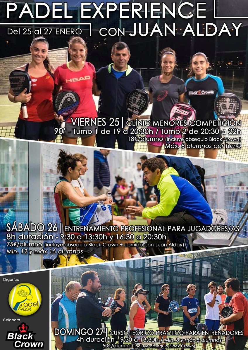 Cursos Juan Alday Padel Plaza enero 2019