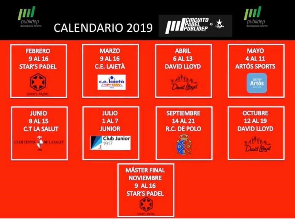 Calendario circuito publidep by estrella damm 2019