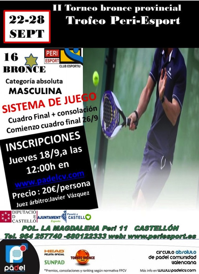 Inscríbete al Torneo bronce16* Peri-Esport