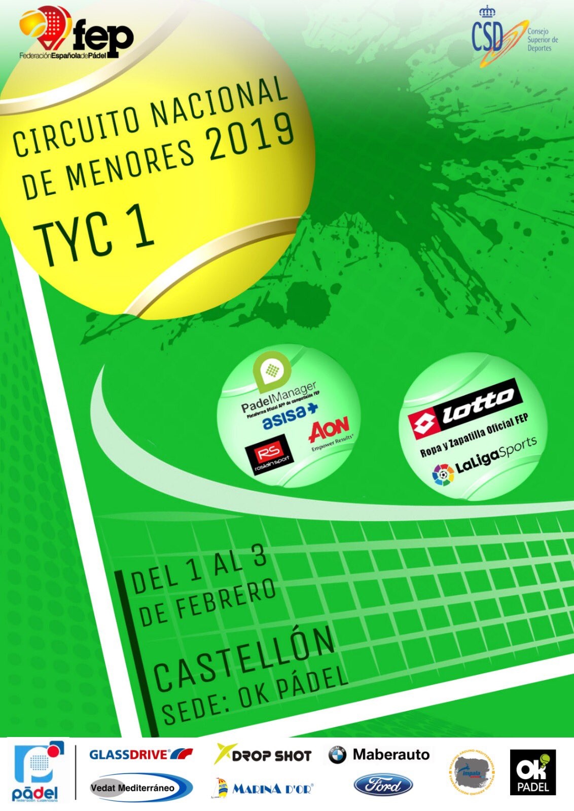 Cartel torneo TyC1 2019 FEP Menores Castellón