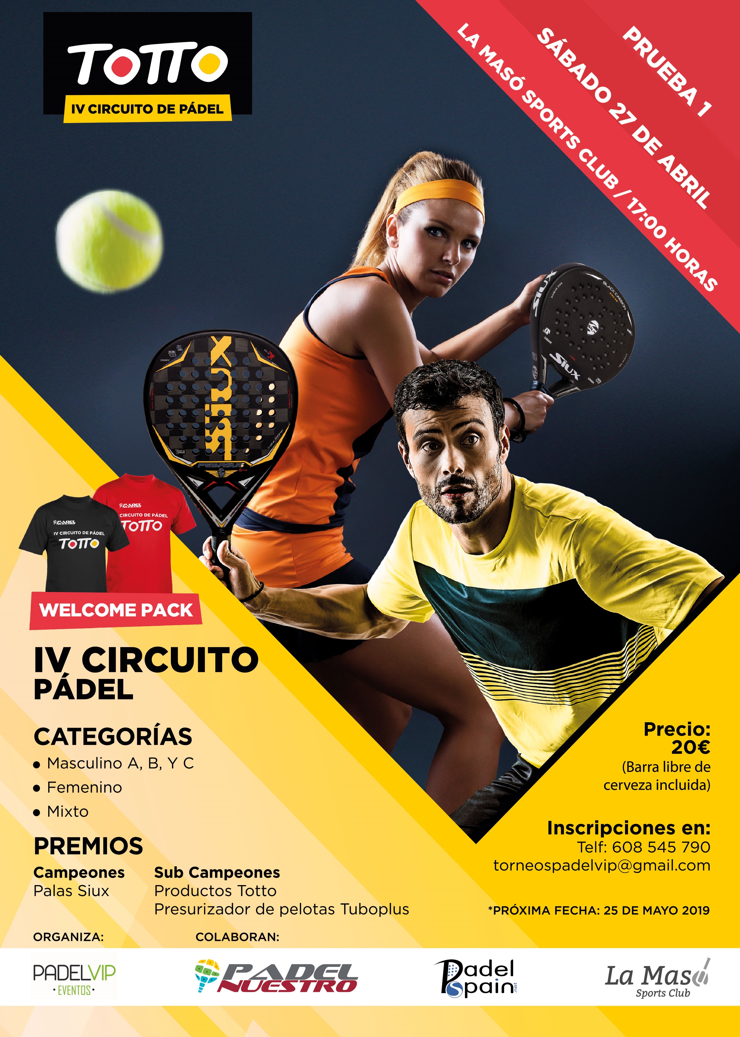 Cartel primera prueba circuito Totto by Padelvip