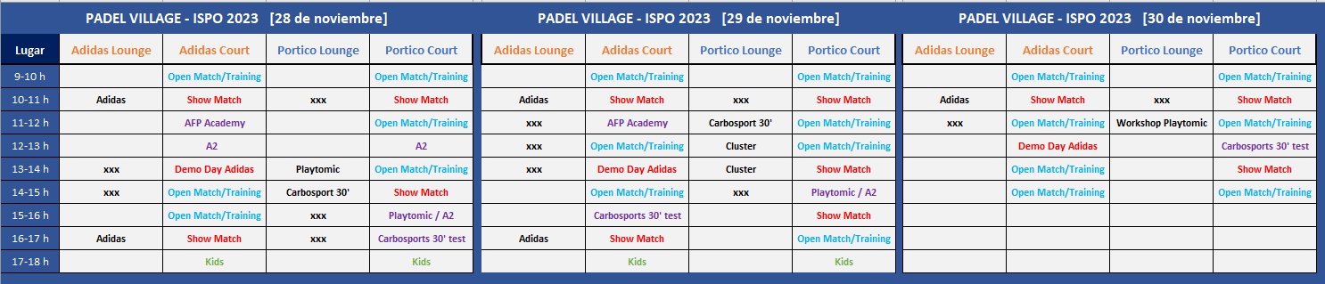 Programa ISPO MUnich Padel 2023