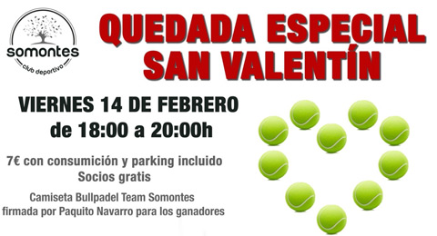 El Club Deportivo Somontes prepara un San Valentín lleno de amor y pádel