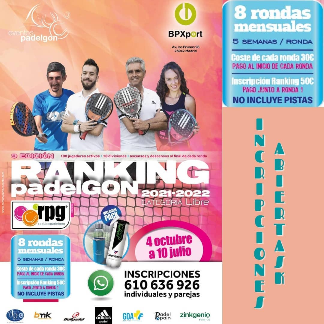 Ranking Eventos Padelgon 2021