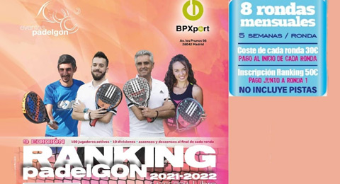 Eventos PadelGon regresa con uno de los rankings más numerosos de Madrid