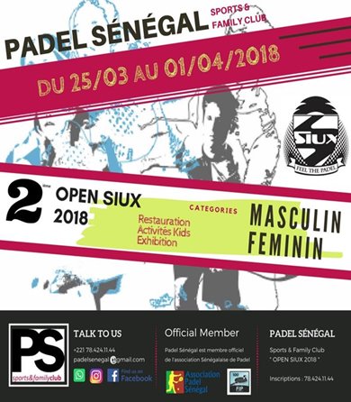 Cartel Padel Senegal 2018