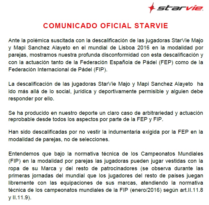 Comunicado StarVie