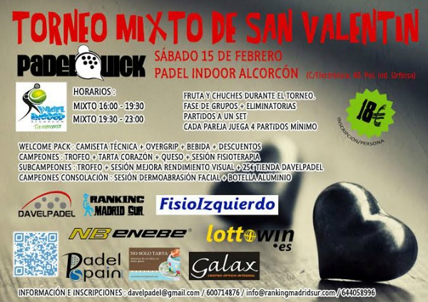 Alcorcón une a los aficionados al padel por San Valentín