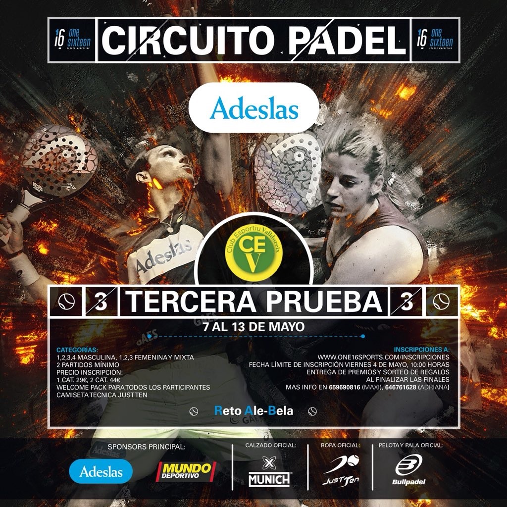 Cartel tercera prueba Adeslas Padel CLub Esportiu Valldoreix 2018