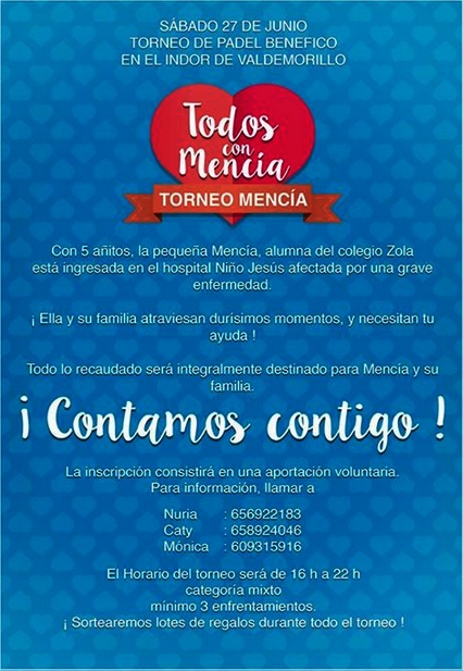 Pádel solidario en apoyo a Mencía