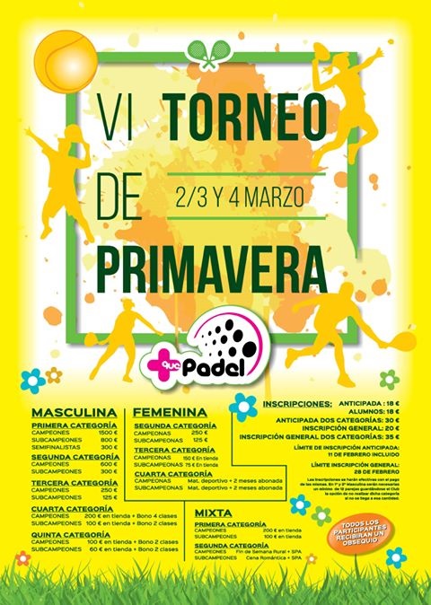 Cartel torneo Primavera Mas que padel