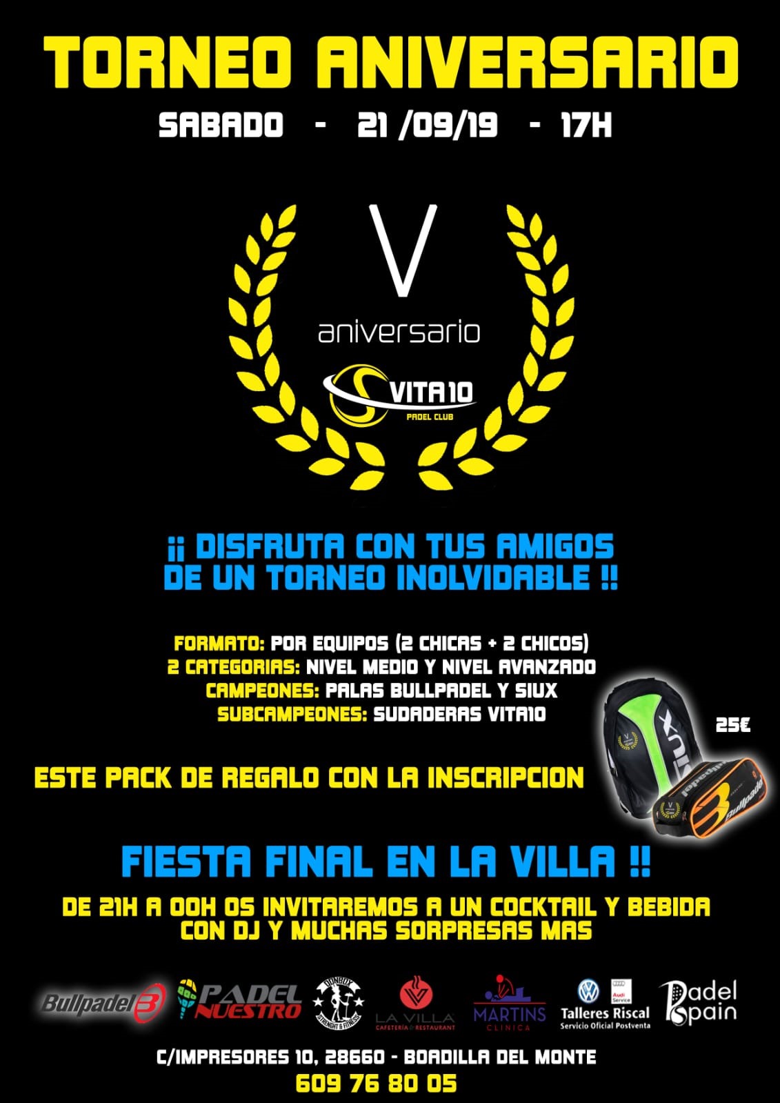 Cartel torneo aniversario Vita 10 Padel