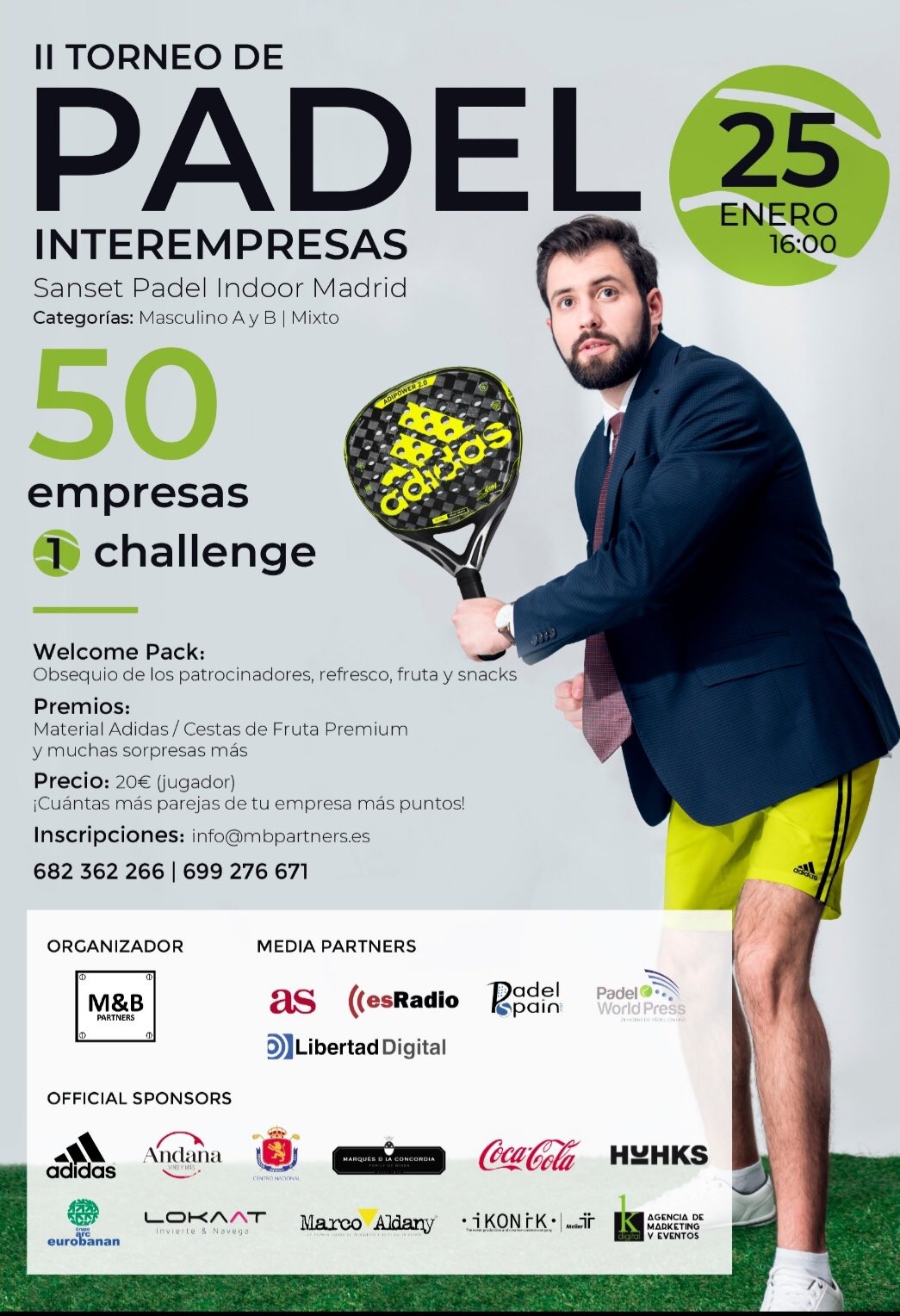 Cartel II Torneo Interempresas Sanset Padel enero 2020