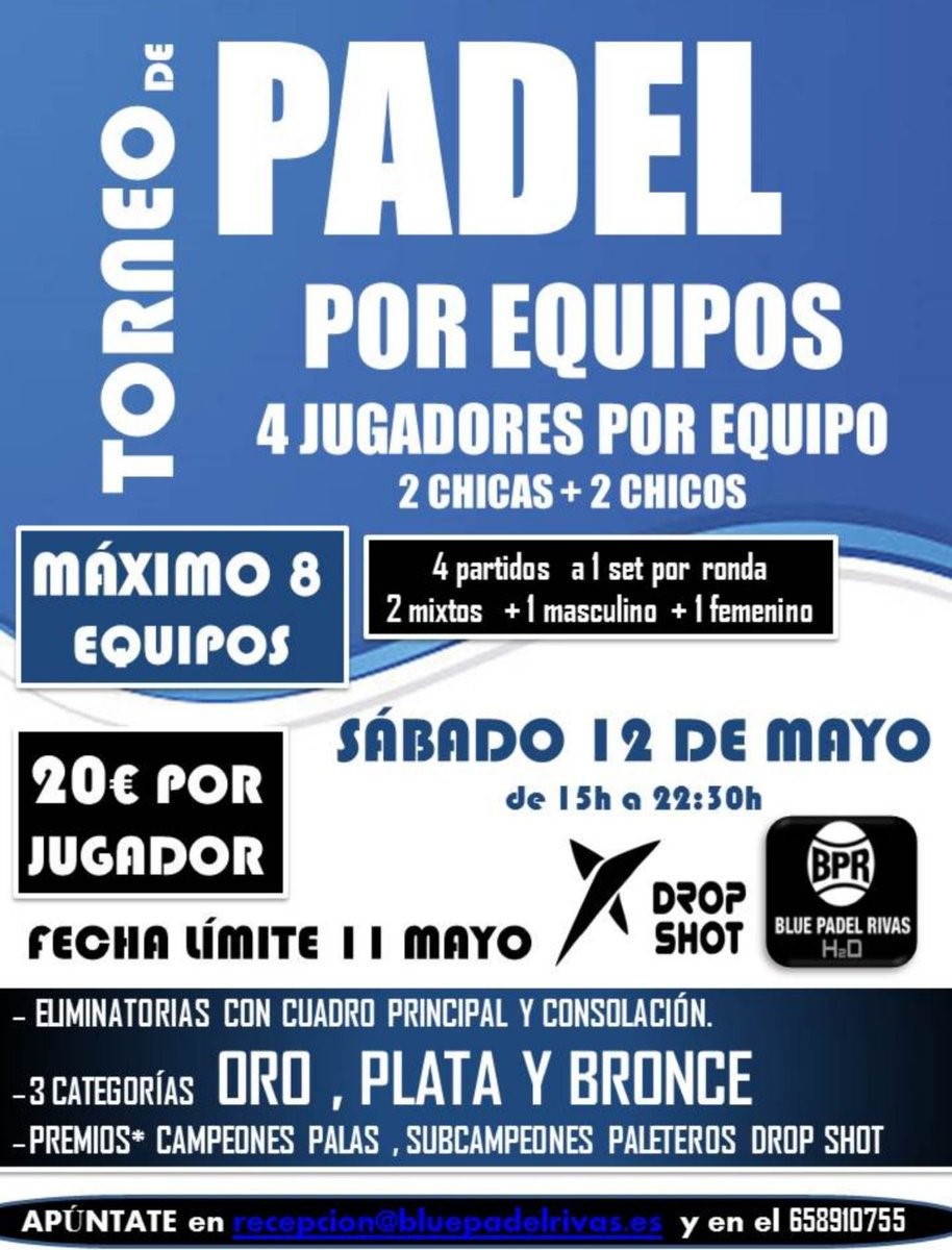 Cartel torneo blue padel rivas por equipos 2018