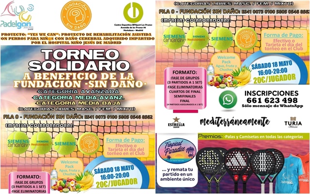 Torneo solidario mayo Padelgon Fundación Sin Daño 2024